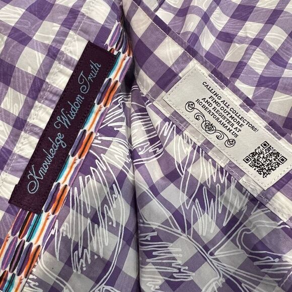 Robert Graham Purple Window Pane Short Sleeve Button Down Shirt Size M - Picture 10 of 10